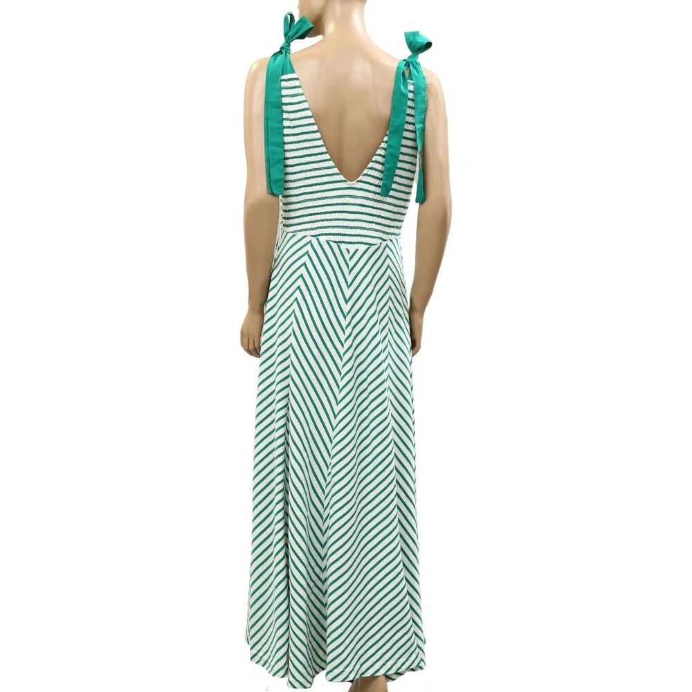Free People Free-Est Cecelia Midi Dress Striped Printed Smocked Cotton XS 287916 - Picture 5 of 6